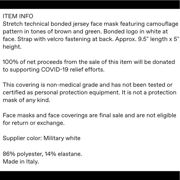 Brand New PALM ANGELS Green Camo Logo Mask BNIB - Picture 11 of 11